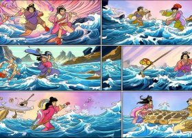 八仙过海连环画六格、八仙过海连环画六格图片