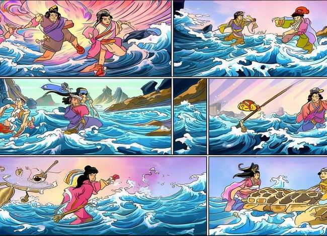 八仙过海连环画六格、八仙过海连环画六格图片