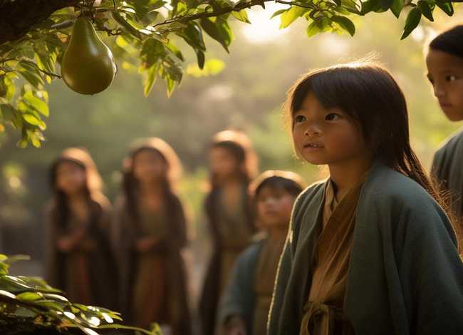 儿童故事孔融让梨背景图片（孔融让梨的故事背景图片）