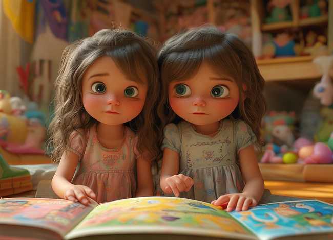 儿童故事《双胞胎姐妹》，双胞胎姐妹擅长讲故事