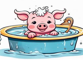 小猪洗澡儿歌插图（小猪洗澡儿歌插图简笔画）