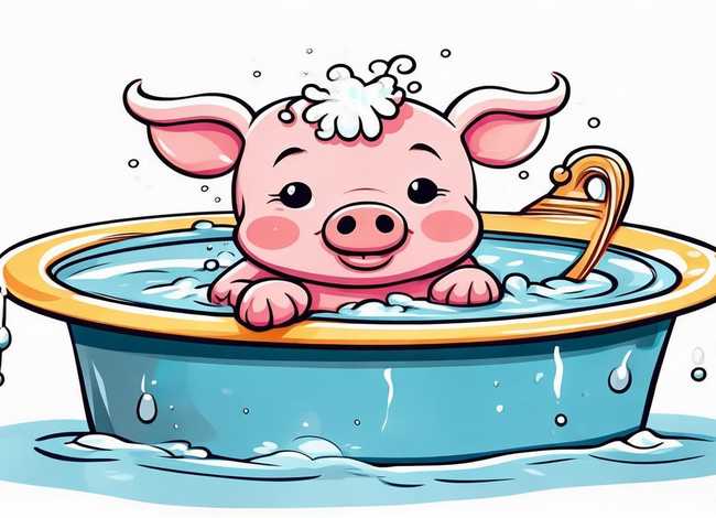 小猪洗澡儿歌插图（小猪洗澡儿歌插图简笔画）