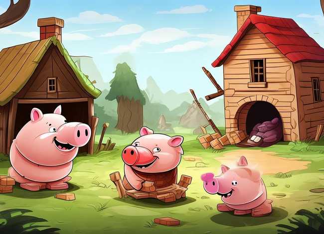 三只小猪儿童故事童话故事；三只小猪故事版