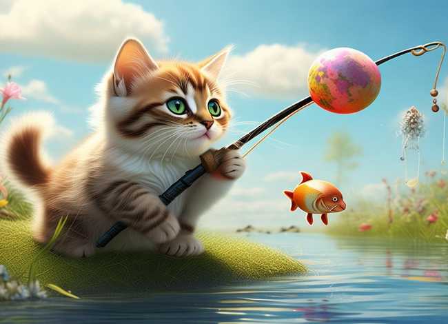 小猫钓鱼故事分享；小猫钓鱼故事分享PPT