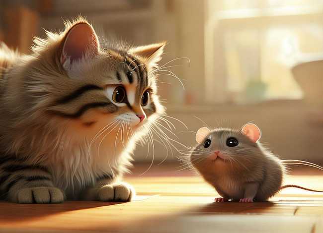 儿童故事猫对老鼠表达了爱意；猫对老鼠说我爱你