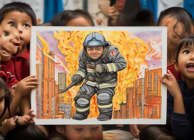 重庆火灾消防员儿童绘画，重庆火灾消防员儿童绘画图片