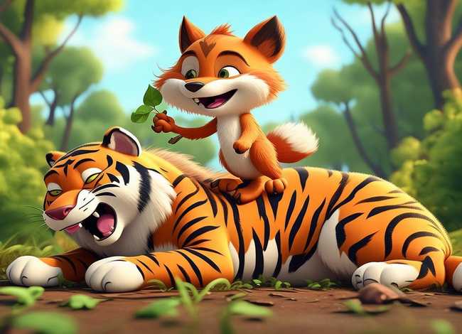 狐假虎威幼儿故事内容、狐假虎威的幼儿故事图片大全