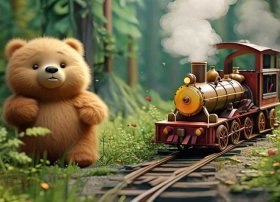 儿童火车故事 小熊找吃的、小熊与小火车的故事
