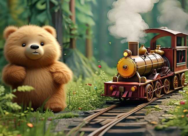 儿童火车故事 小熊找吃的、小熊与小火车的故事