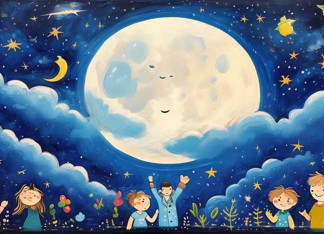 月亮的故事儿童绘画;月亮的故事绘画作品 月亮的故事儿童绘画;月亮的故事绘画作品