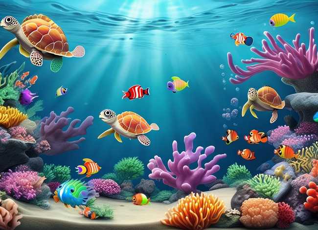 儿童海底世界背景板（海底世界背景墙幼儿园）