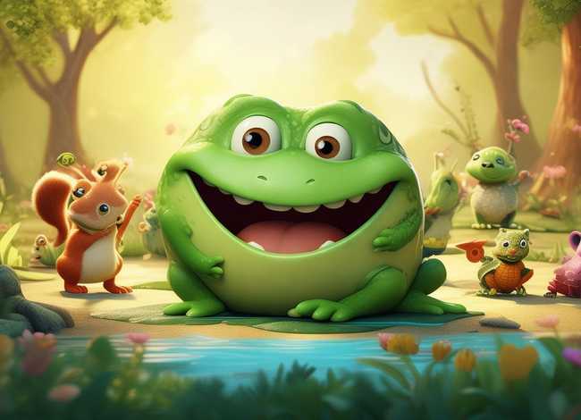 青蛙和小蛙的故事儿童画 - 青蛙和其它小动物的故事 青蛙和小蛙的故事儿童画 - 青蛙和其它小动物的故事