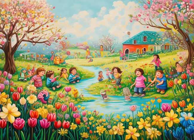 儿童春天的故事绘画作品，春天的故事幼儿绘画