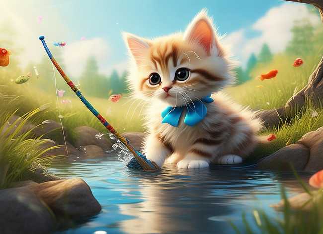 少儿故事大全 睡前故事小猫钓鱼，少儿故事大全 睡前故事小猫钓鱼图片