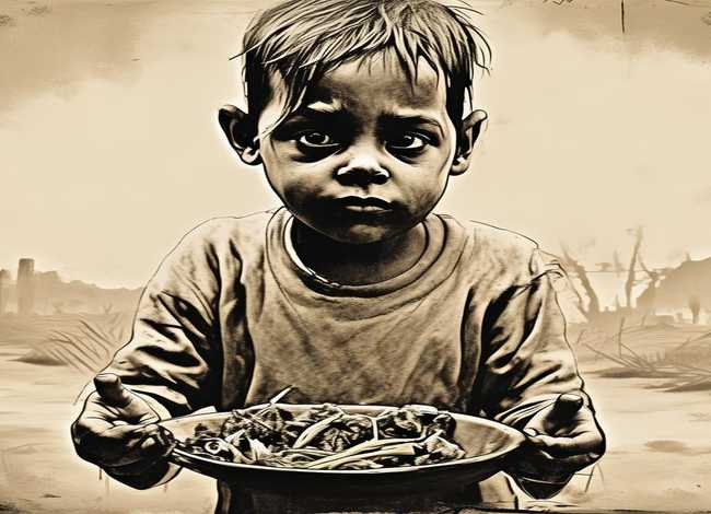 饥饿儿童的简笔画 饥饿儿童的简笔画图片