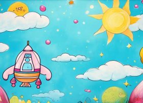 飞船儿童画；飞船儿童画简笔画的背景图