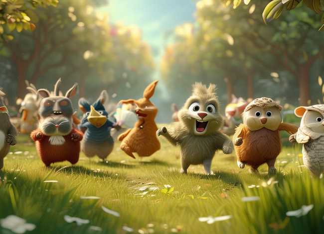 儿童故事动物奔跑、幼儿故事动物赛跑