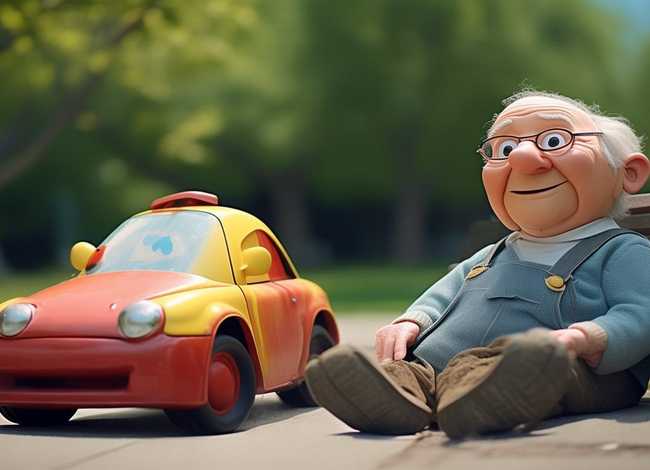 一个儿童故事小女孩的玩具有小人，一个小女孩的玩具车刮倒一位老人题目