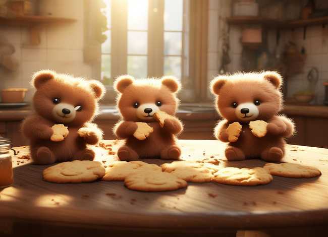 儿童故事三只小熊分饼干；三个小熊饼干的故事