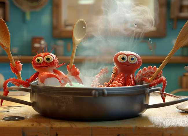 螃蟹和八爪鱼的儿童故事;八爪鱼能和螃蟹在一个锅里煮吗? 螃蟹和八爪鱼的儿童故事;八爪鱼能和螃蟹在一个锅里煮吗?