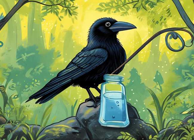 乌鸦喝水儿童故事ppt免费模板（乌鸦喝水ppt模板免费下载）