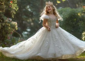 儿童公主裙礼服，儿童公主裙礼服拖尾