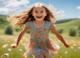 儿童奔跑图片（奔跑儿童画小女孩图片）