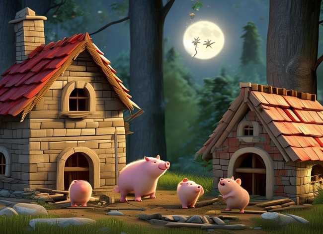三只小猪盖房子的睡前故事（三只小猪盖房子的睡前故事图片）