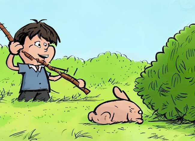 儿童成语故事守株待兔的画、成语故事守株待兔的简笔画图片