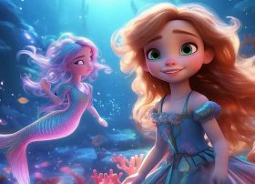 儿童童话故事公主和美人鱼，儿童公主动画片大电影美人鱼和仙子