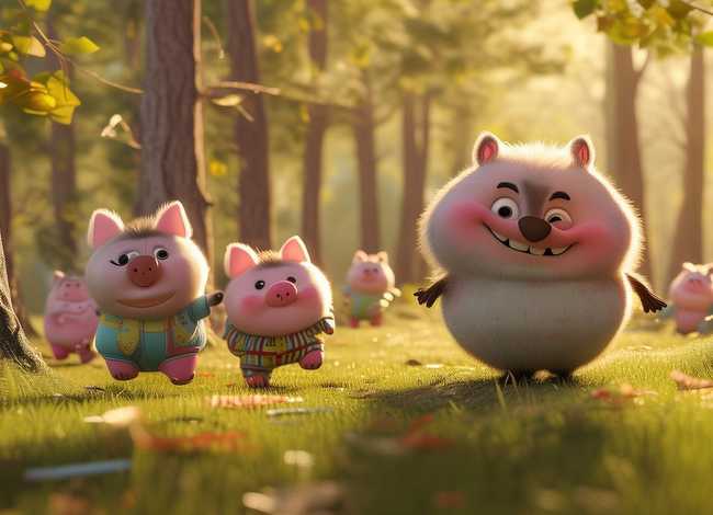 5岁儿童绘本故事大灰狼抓小猪，大灰狼抓小猪的故事