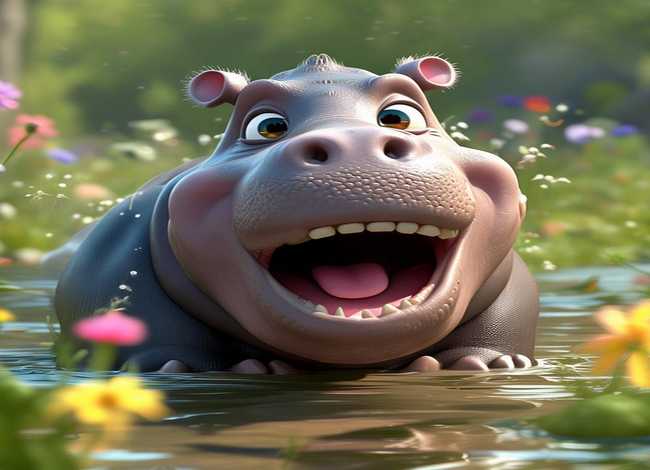 小河马张大嘴巴的卡通图片 - 小河马张大嘴巴的卡通图片可爱