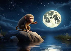 猴子捞月亮的故事50字，猴子捞月亮的故事50字怎么写