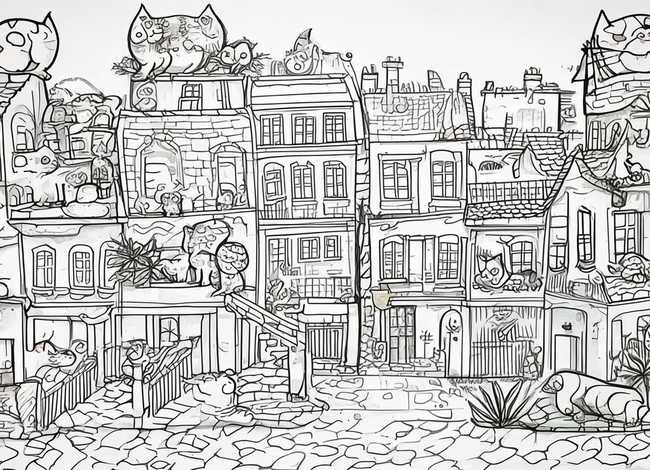 野猫的城市绘本图片、野猫的城市简笔画绘本图片 野猫的城市绘本图片、野猫的城市简笔画绘本图片