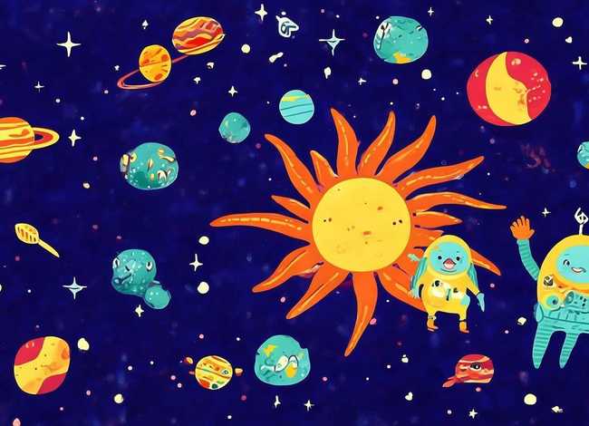 太空儿童画简笔画 - 儿童简单太空画简笔画