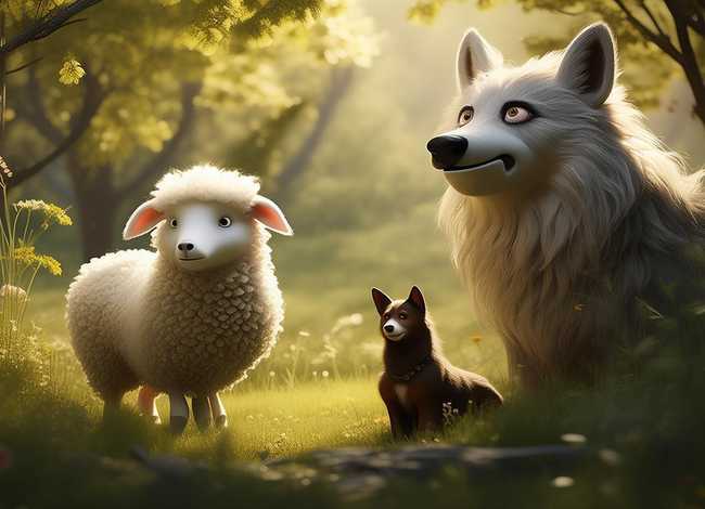 儿童故事小羊和狼猎狗 少儿故事狼和小羊