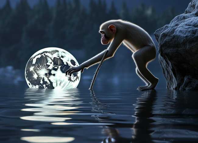 猴子捞月亮;猴子捞月亮,空忙一场 猴子捞月亮;猴子捞月亮,空忙一场