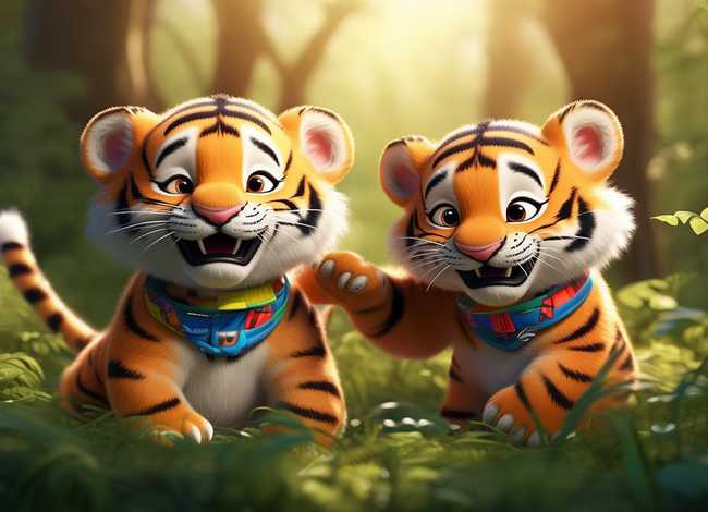 儿童故事两只老虎成了好朋友，两只老虎幼儿故事