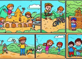 儿童连环画图片4张可打印免费、儿童连环画6张图片素材