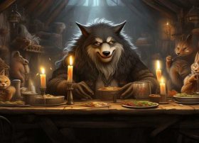 老狼请客故事配画 老狼请客故事配画图片