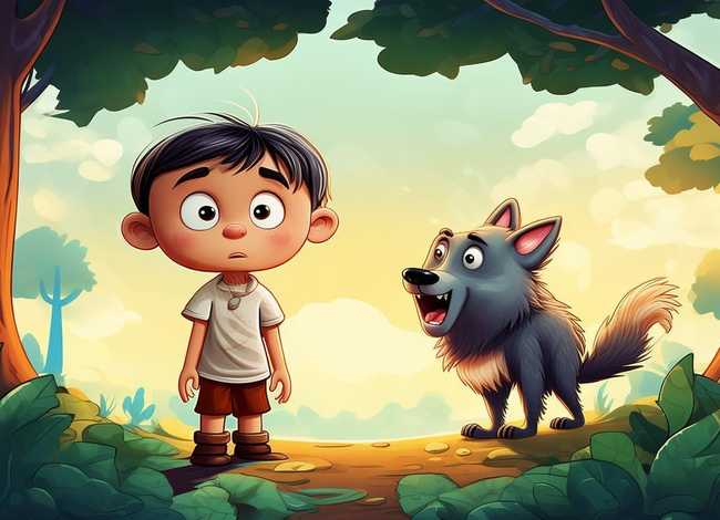 儿童睡前故事狼来了图片；睡前故事幼儿故事大全狼来了文字