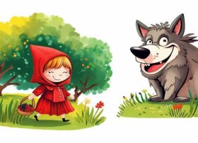 小红帽和大灰狼故事儿童画创编（小红帽和大灰狼的故事简单绘画）