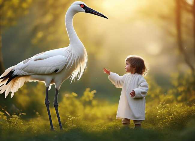 白鹤故事儿童、白鹤的白衣绘本故事