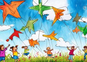 风筝儿童画图片大全（风筝儿童画图片大全简单）