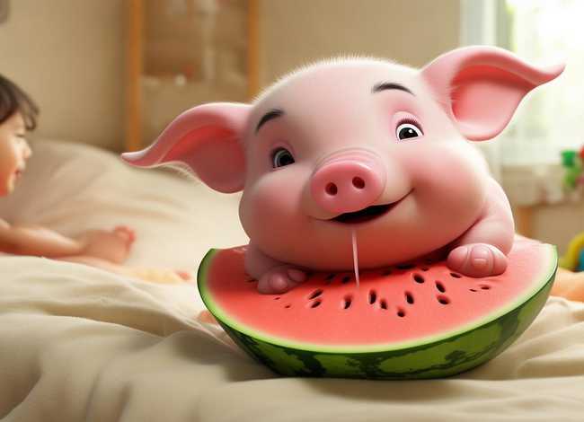 幼儿睡前小猪八戒吃西瓜故事、幼儿故事在线听睡前猪八戒吃西瓜