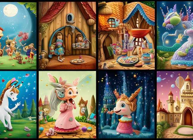 儿童故事创编4幅连环画；儿歌故事创编连环画四幅