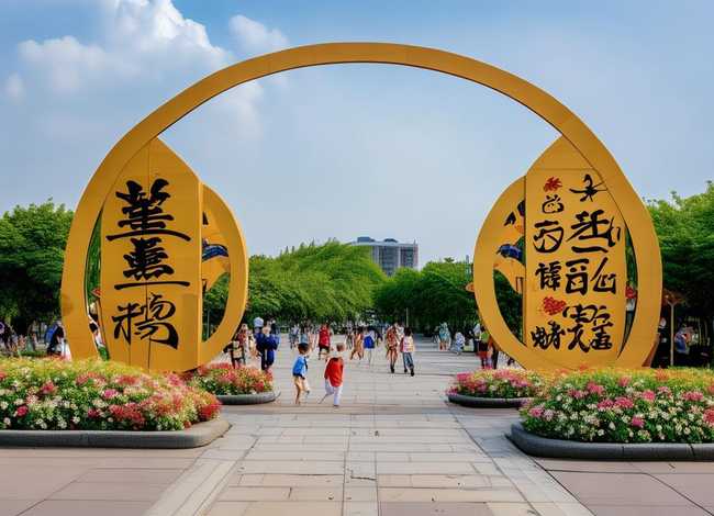 青岛儿童公园、青岛儿童公园停车场对面圆形门上的字 青岛儿童公园、青岛儿童公园停车场对面圆形门上的字