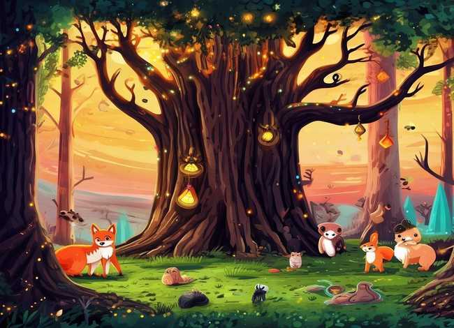 森林故事儿童画作品简介（森林故事会简笔画）
