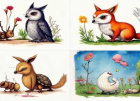 寓言故事简笔画4幅图彩铅 寓言故事简笔画4幅图彩铅版