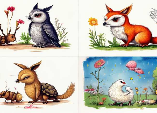 寓言故事简笔画4幅图彩铅 寓言故事简笔画4幅图彩铅版